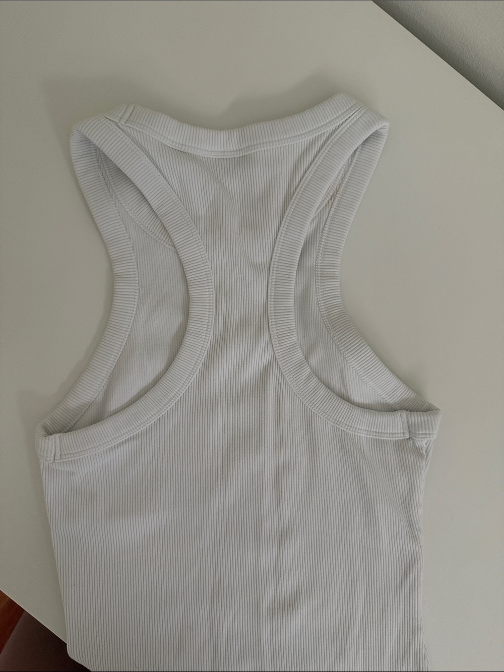 Aritzia Babaton White Ribbed Racerback Tank - Picture 2 of 3